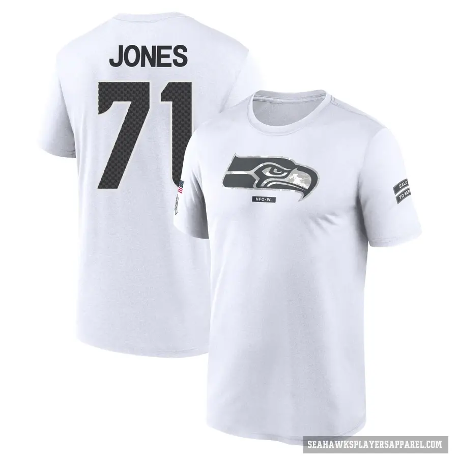 Youth ＃71 Walter Jones Seattle Seahawks White 2024 Salute to Service Performance T-Shirt