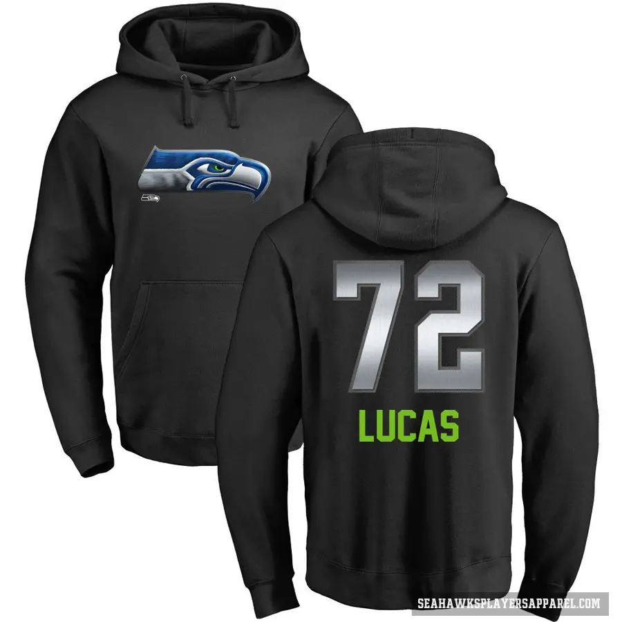 Youth ＃72 Abraham Lucas Seattle Seahawks Black Midnight Mascot Pullover Hoodie