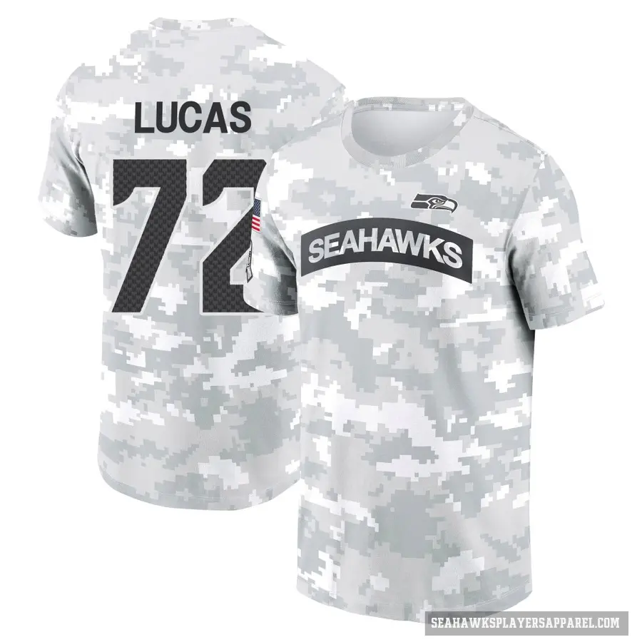 Youth ＃72 Abraham Lucas Seattle Seahawks Camo Arctic 2024 Salute to Service Performance T-Shirt