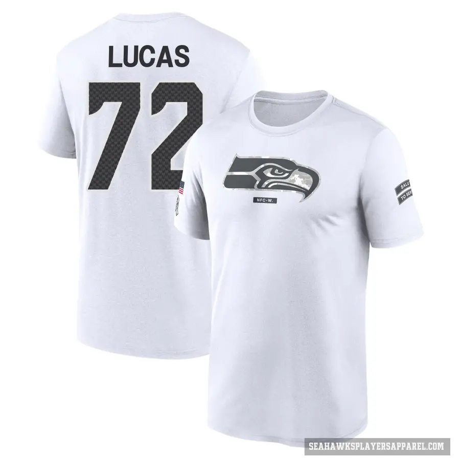 Youth ＃72 Abraham Lucas Seattle Seahawks White 2024 Salute to Service Performance T-Shirt