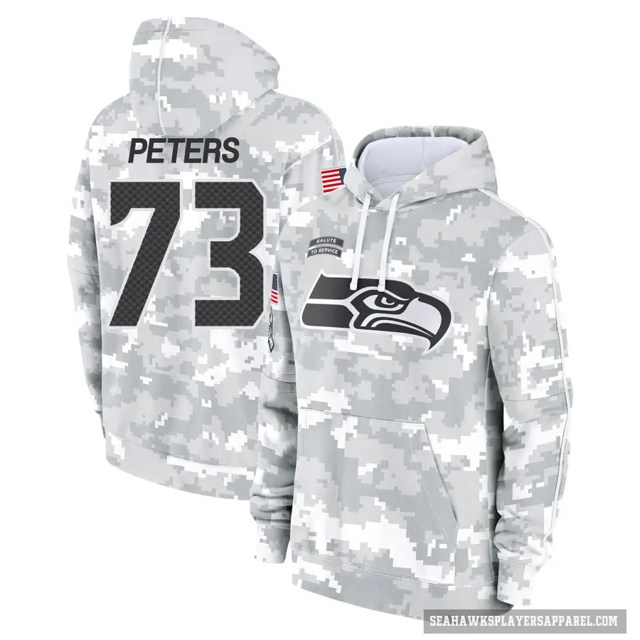 Youth ＃73 Jason Peters Seattle Seahawks Arctic Camo 2024 Salute to Service Club Fleece Pullover Hoodie
