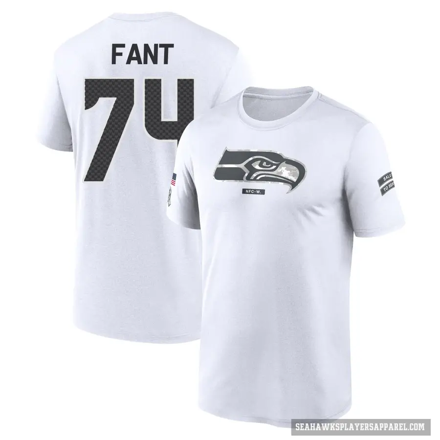 Youth ＃74 George Fant Seattle Seahawks White 2024 Salute to Service Performance T-Shirt