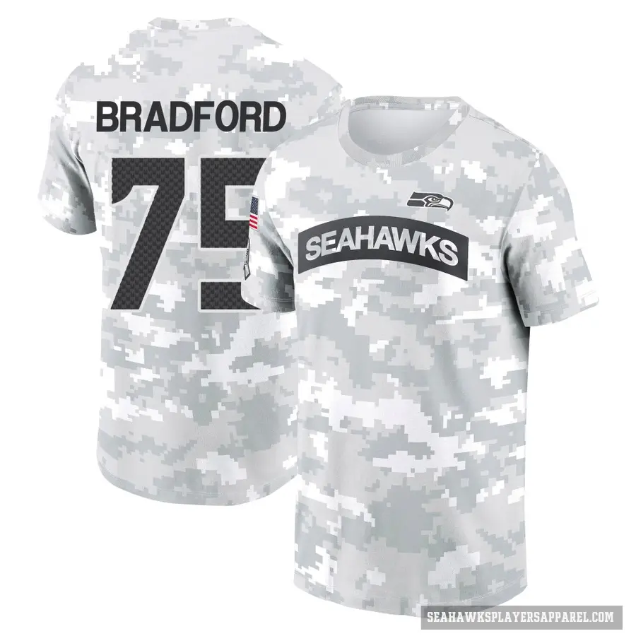Youth ＃75 Anthony Bradford Seattle Seahawks Camo Arctic 2024 Salute to Service Performance T-Shirt