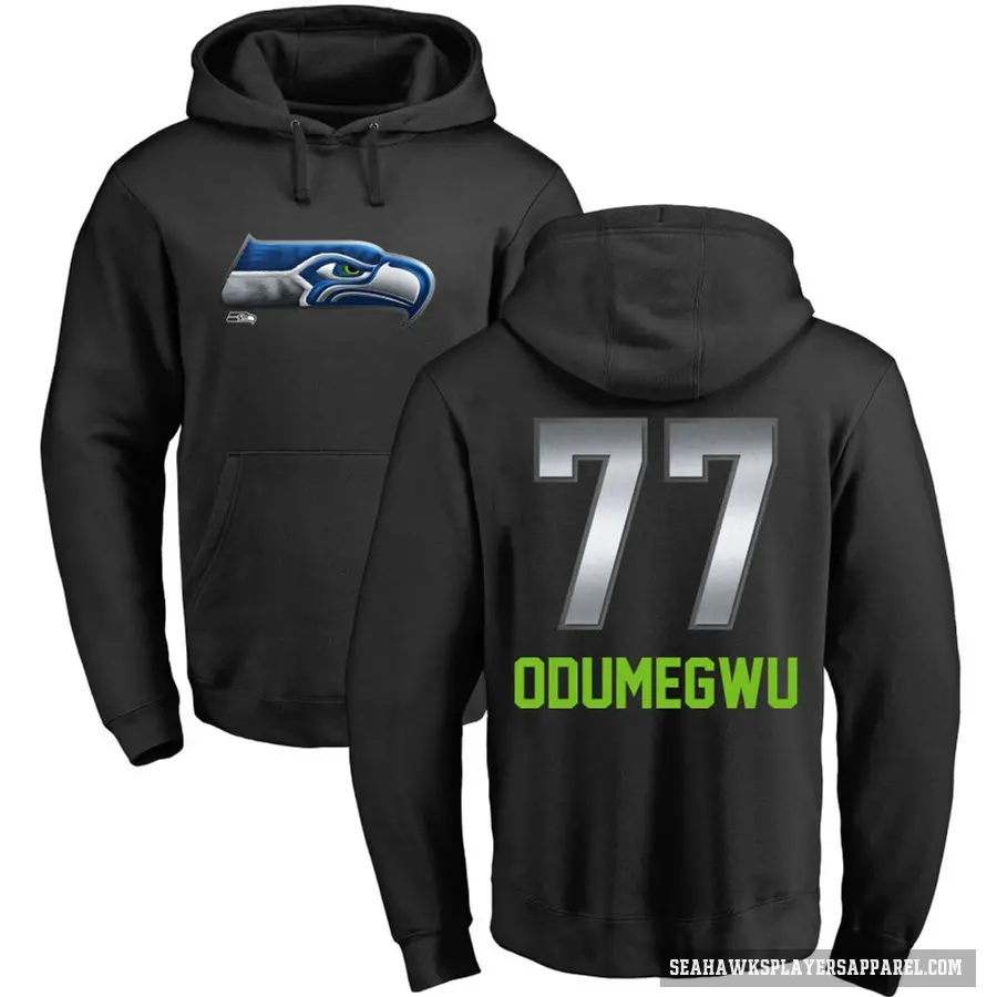 Youth ＃77 Kenneth Odumegwu Seattle Seahawks Black Midnight Mascot Pullover Hoodie
