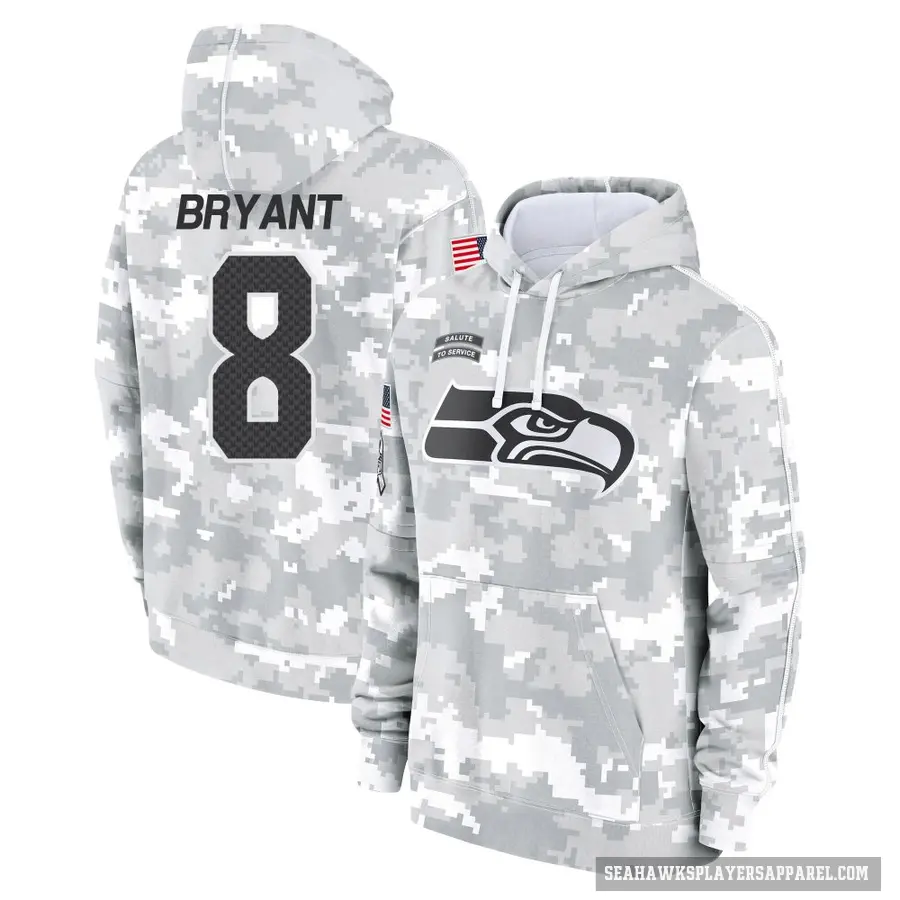 Youth ＃8 Coby Bryant Seattle Seahawks Arctic Camo 2024 Salute to Service Club Fleece Pullover Hoodie