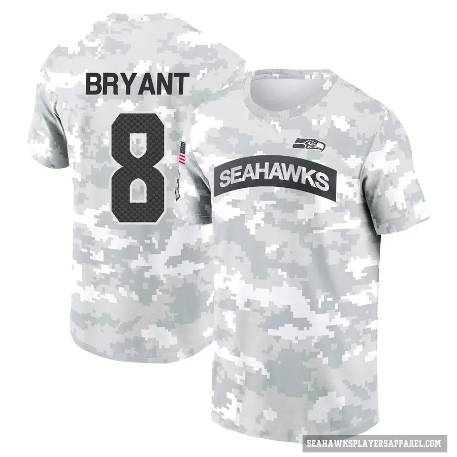 Youth ＃8 Coby Bryant Seattle Seahawks Camo Arctic 2024 Salute to Service Performance T-Shirt