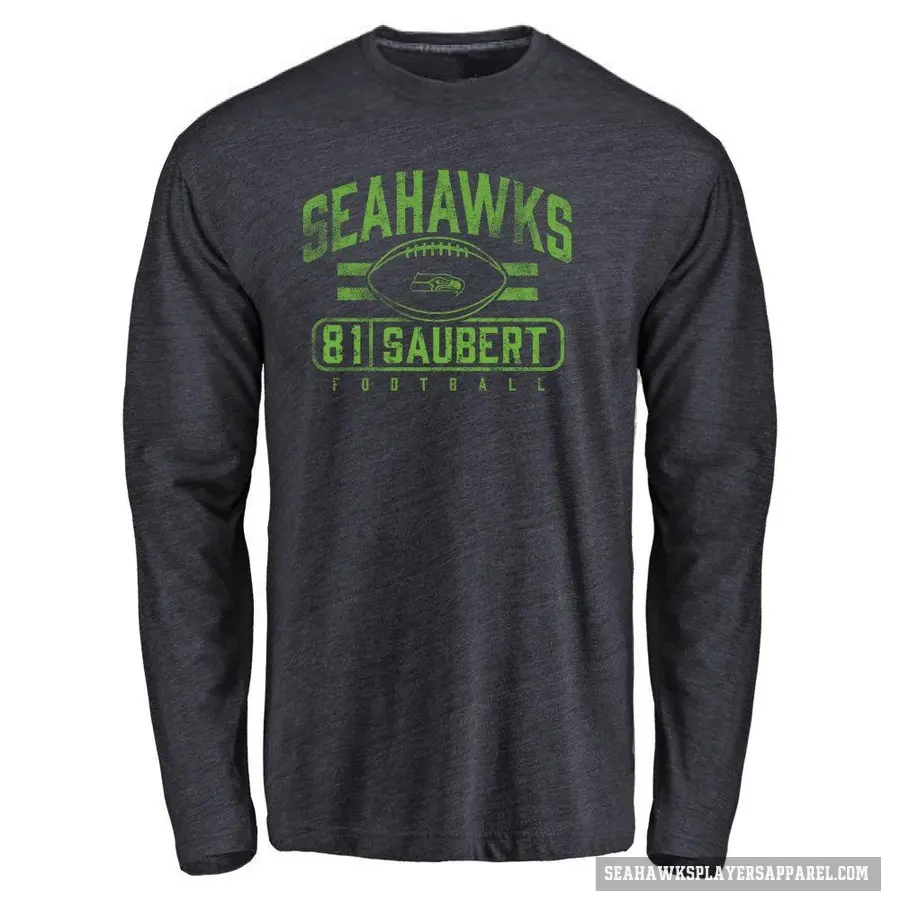 Youth ＃81 Eric Saubert Seattle Seahawks Navy Flanker Long Sleeve T-Shirt