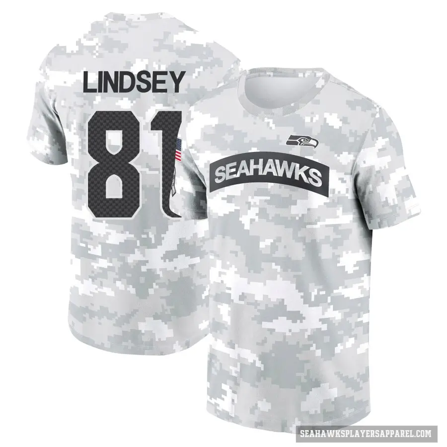 Youth ＃81 Tyjon Lindsey Seattle Seahawks Camo Arctic 2024 Salute to Service Performance T-Shirt