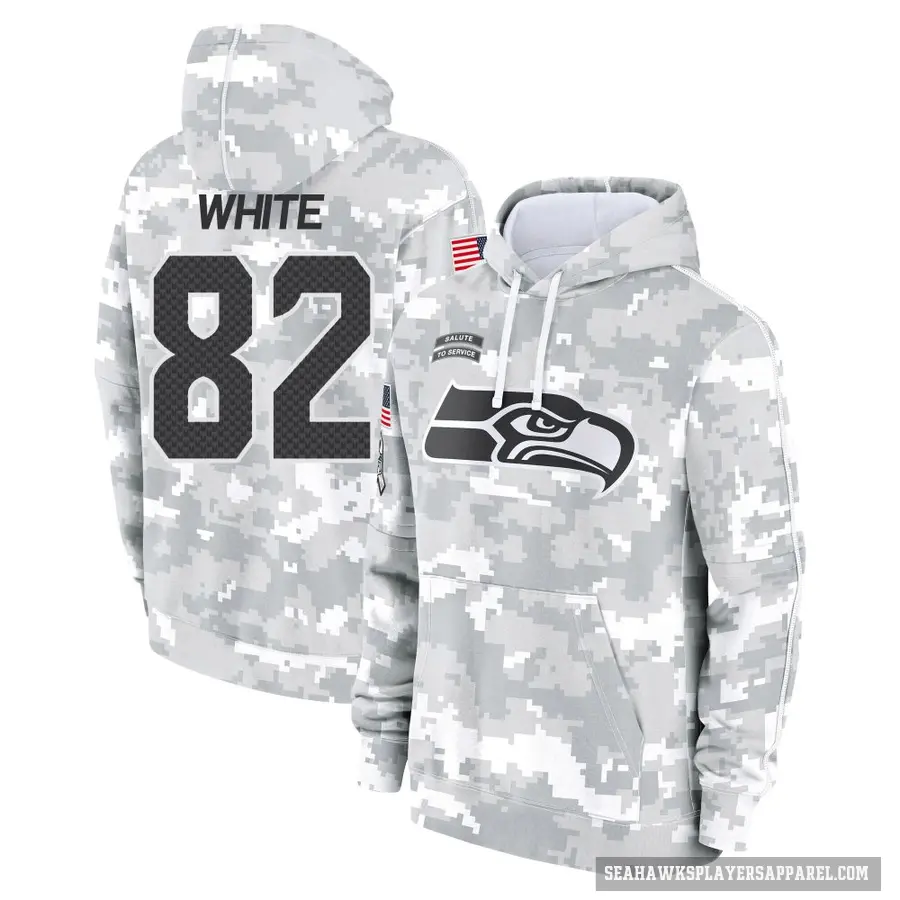 Youth ＃82 Cody White Seattle Seahawks Arctic Camo 2024 Salute to Service Club Fleece Pullover Hoodie