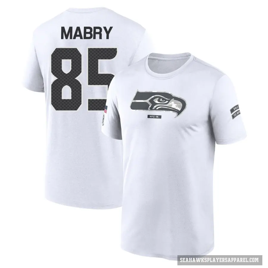 Youth ＃85 Tyler Mabry Seattle Seahawks White 2024 Salute to Service Performance T-Shirt