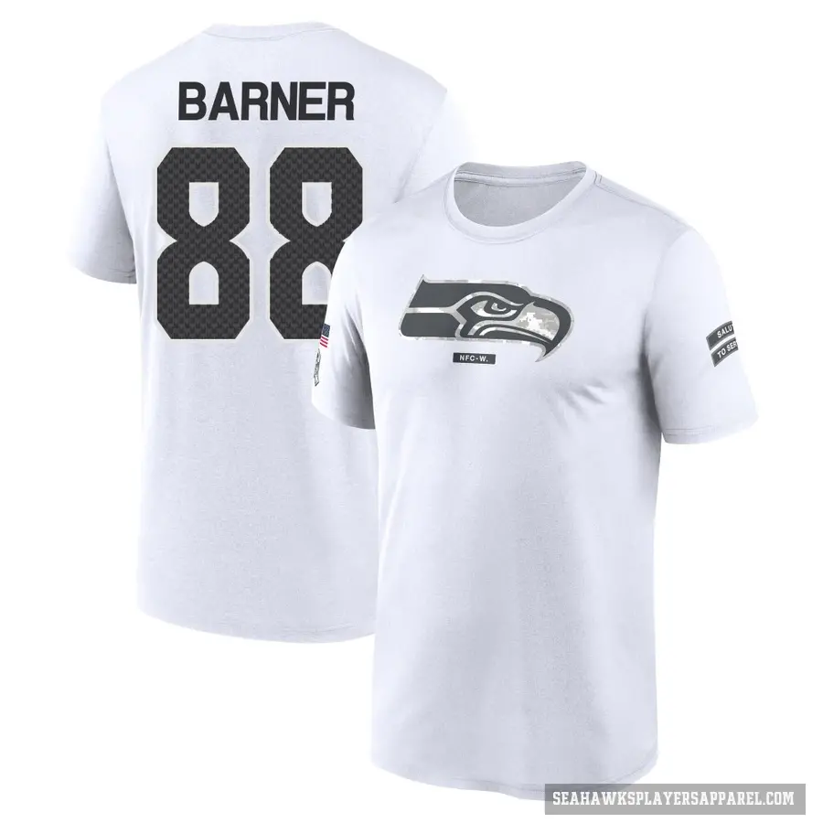 Youth ＃88 AJ Barner Seattle Seahawks White 2024 Salute to Service Performance T-Shirt