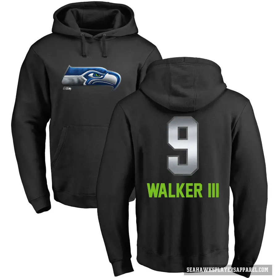 Youth ＃9 Kenneth Walker III Seattle Seahawks Black Midnight Mascot Pullover Hoodie