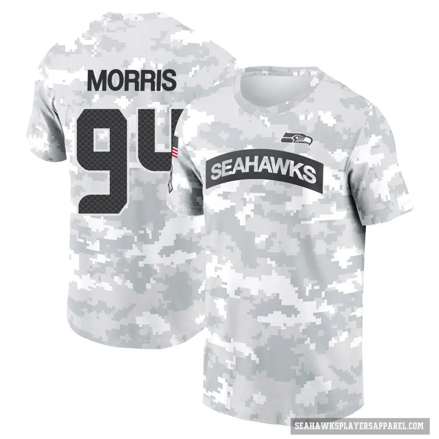 Youth ＃94 Mike Morris Seattle Seahawks Camo Arctic 2024 Salute to Service Performance T-Shirt