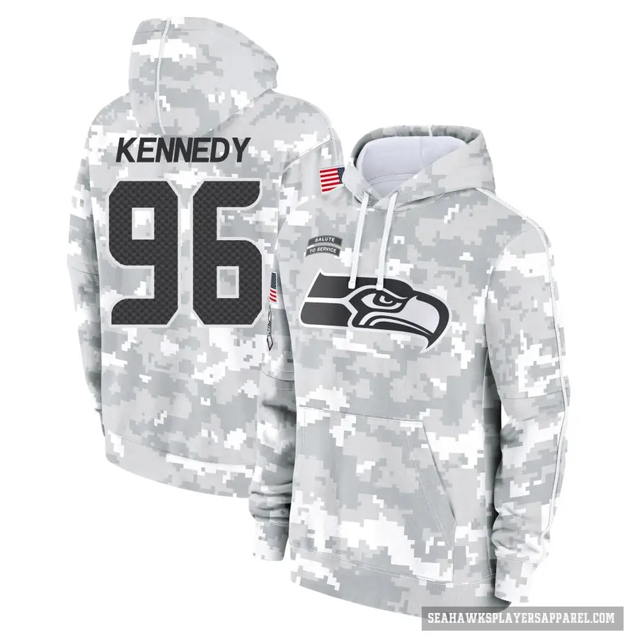 Youth ＃96 Cortez Kennedy Seattle Seahawks Arctic Camo 2024 Salute to Service Club Fleece Pullover Hoodie