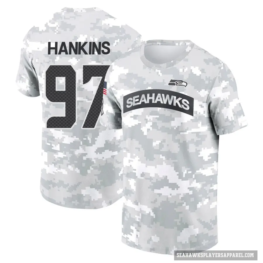 Youth ＃97 Johnathan Hankins Seattle Seahawks Camo Arctic 2024 Salute to Service Performance T-Shirt