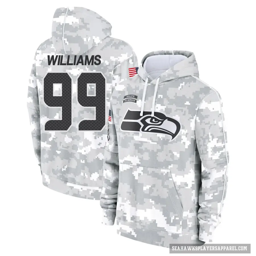 Youth ＃99 Leonard Williams Seattle Seahawks Arctic Camo 2024 Salute to Service Club Fleece Pullover Hoodie