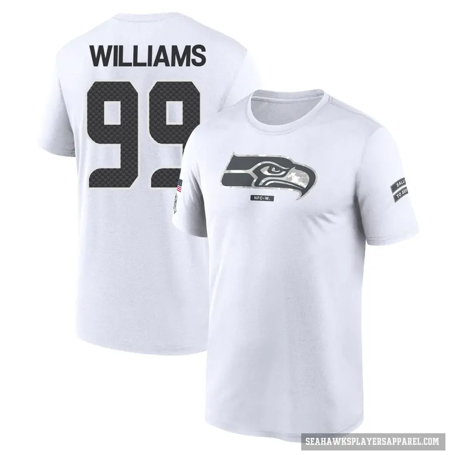 Youth ＃99 Leonard Williams Seattle Seahawks White 2024 Salute to Service Performance T-Shirt